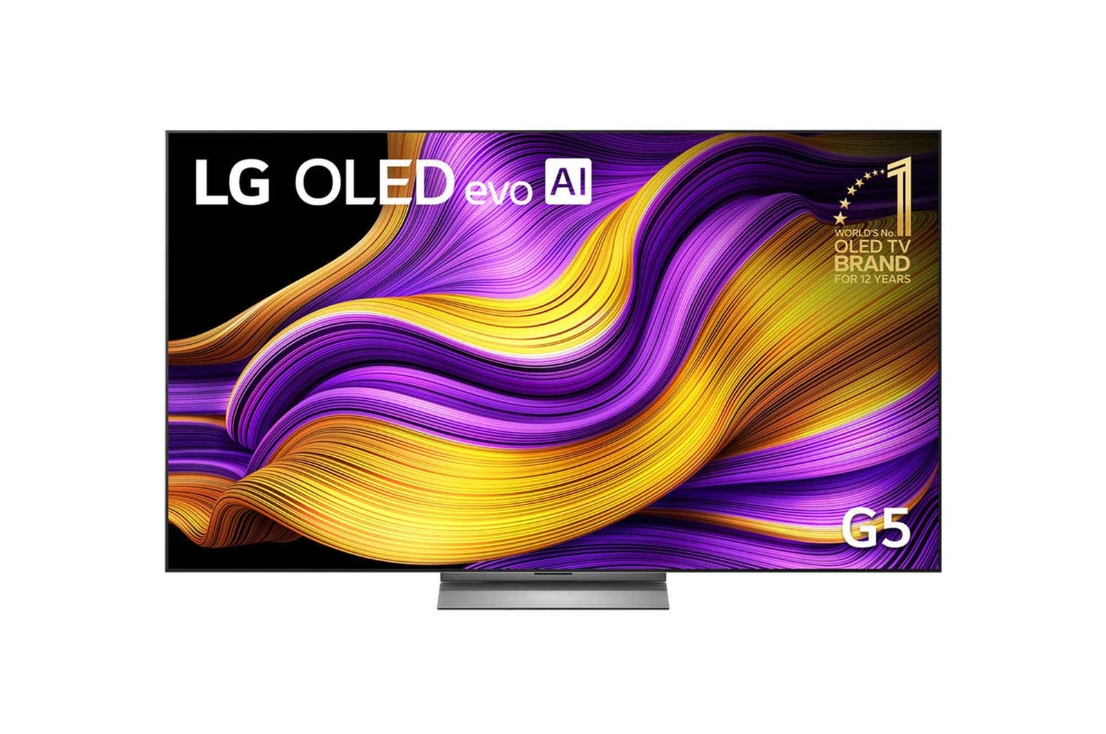 Front view of 83 inch LG OLED evo AI G5 4K Smart TV 2025 OLED83G5SET