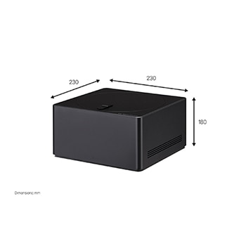 Slightly angled left facing view of the Zero Connect Box showing dimensions.