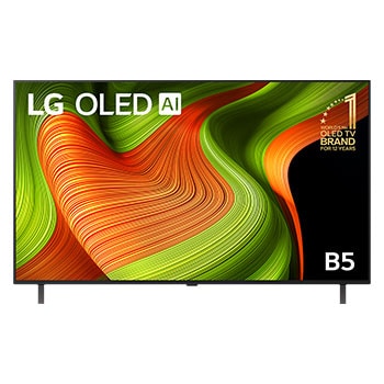 Front view of 55 inch LG OLED AI B5 4K Smart TV 2025 OLED55B5PSA