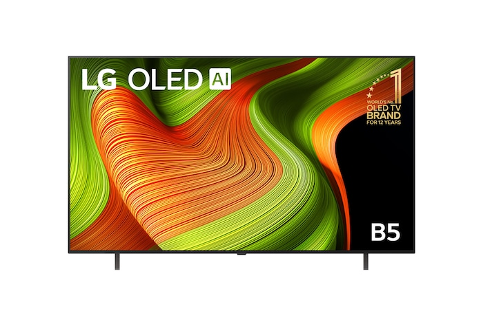 Front view of 65 inch LG OLED AI B5 4K Smart TV 2025 OLED65B5PSA