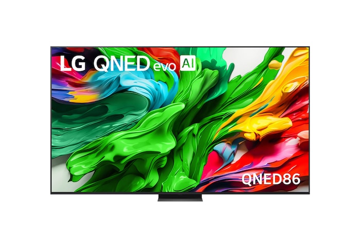 Front view of 100 Inch LG QNED evo AI QNED86 MiniLED 4K Smart TV 2025 100QNED86AS