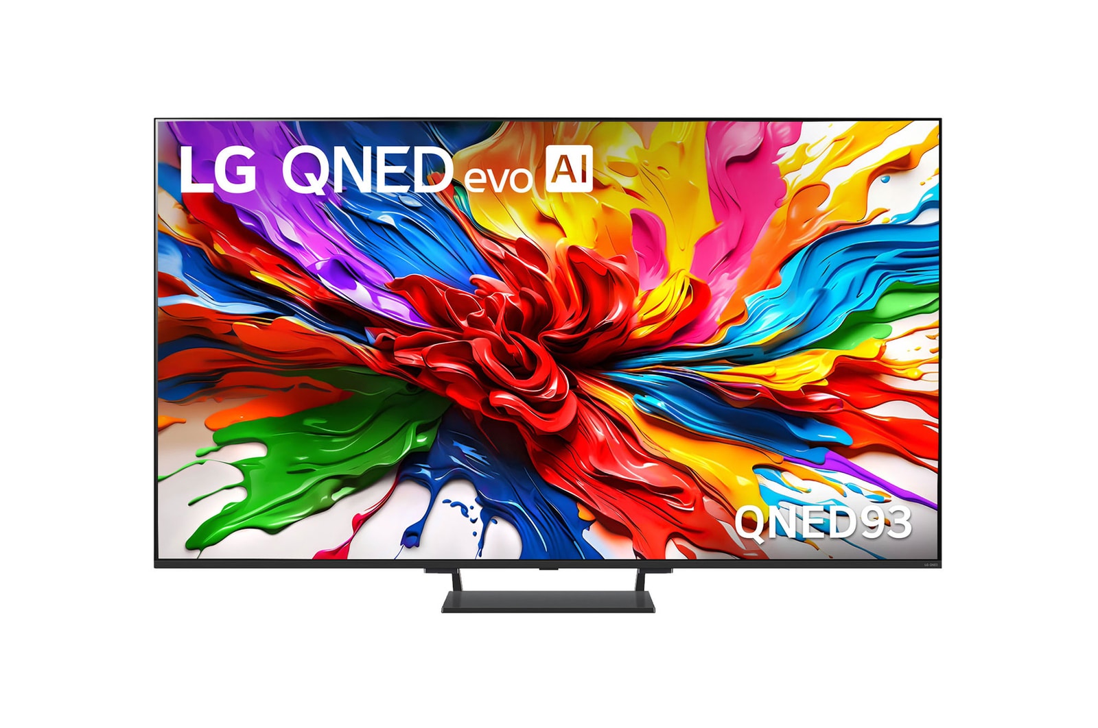 Front view of 65 Inch LG QNED evo AI QNED93 MiniLED 4K Smart TV 2025 65QNED93ASA