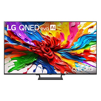 Front view of 65 Inch LG QNED evo AI QNED93 MiniLED 4K Smart TV 2025 65QNED93ASA