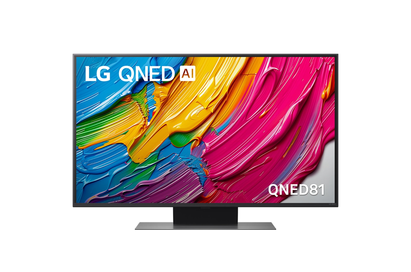 Front view of 43 inch LG QNED AI QNED81 4K Smart TV 2025 43QNED81ASA