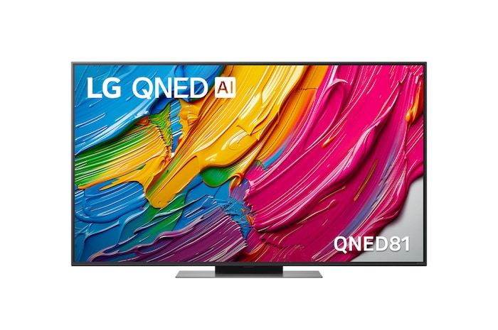 Front view of 55 inch LG QNED AI QNED81 4K Smart TV 2025 55QNED81ASA