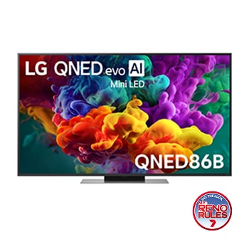 Front view of 55 Inch LG QNED evo AI QNED86 Mini LED 4K Smart TV 2026 55QNED86BSA