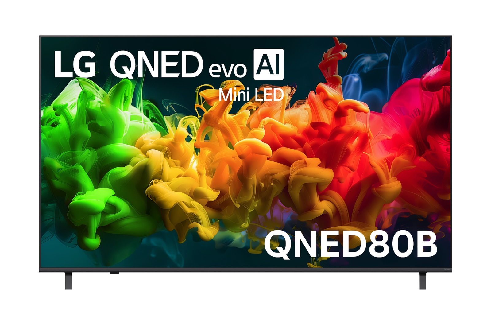Front view of 75 Inch LG QNED evo AI QNED80 Mini LED 4K Smart TV 2026 75QNED80BSA