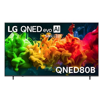 Front view of 85 Inch LG QNED evo AI QNED80 Mini LED 4K Smart TV 2026 85QNED80BSA
