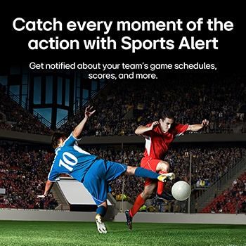 LG QNED evo AI QNED85 Sports Forecast by AI Concierge displays a live soccer match with an on-screen AI panel presenting predictions, player insights, and league data, suggesting how AI analyzes gameplay to forecast match outcomes.