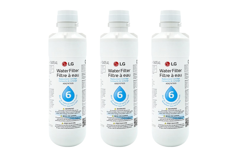Front view of LG LT1000P3 Refrigerator Water Filter (3 Packs) ADQ74793510