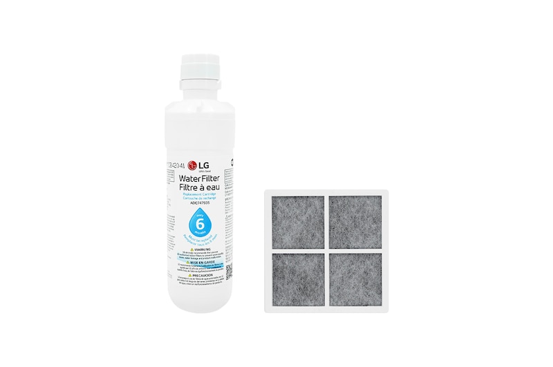 Front view of LG LT1000P & AF120S Refrigerator Water Filter and Air Filter Bundle AGF30556703