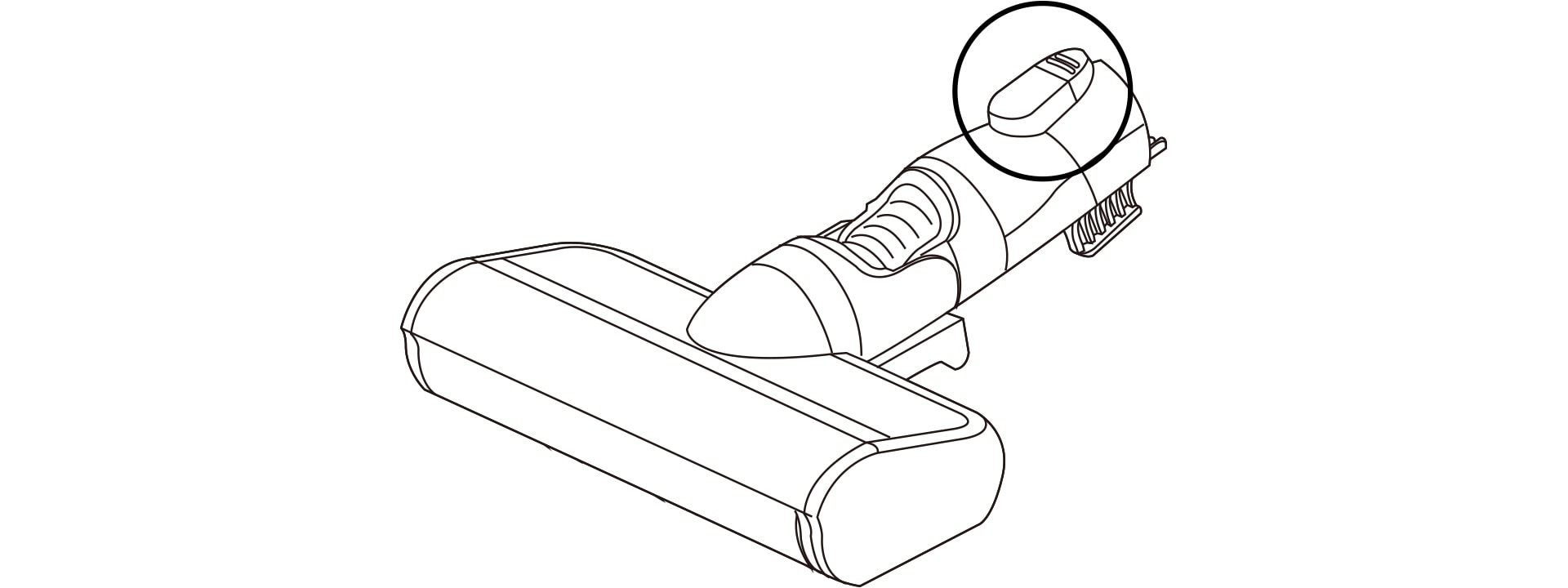 Press the nozzle release button to remove the nozzle from the extension pipe or product body