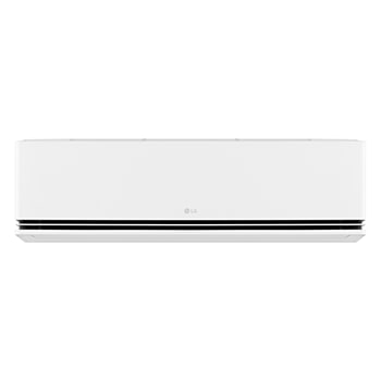 Front view of an LG air conditioner with the lower vane open