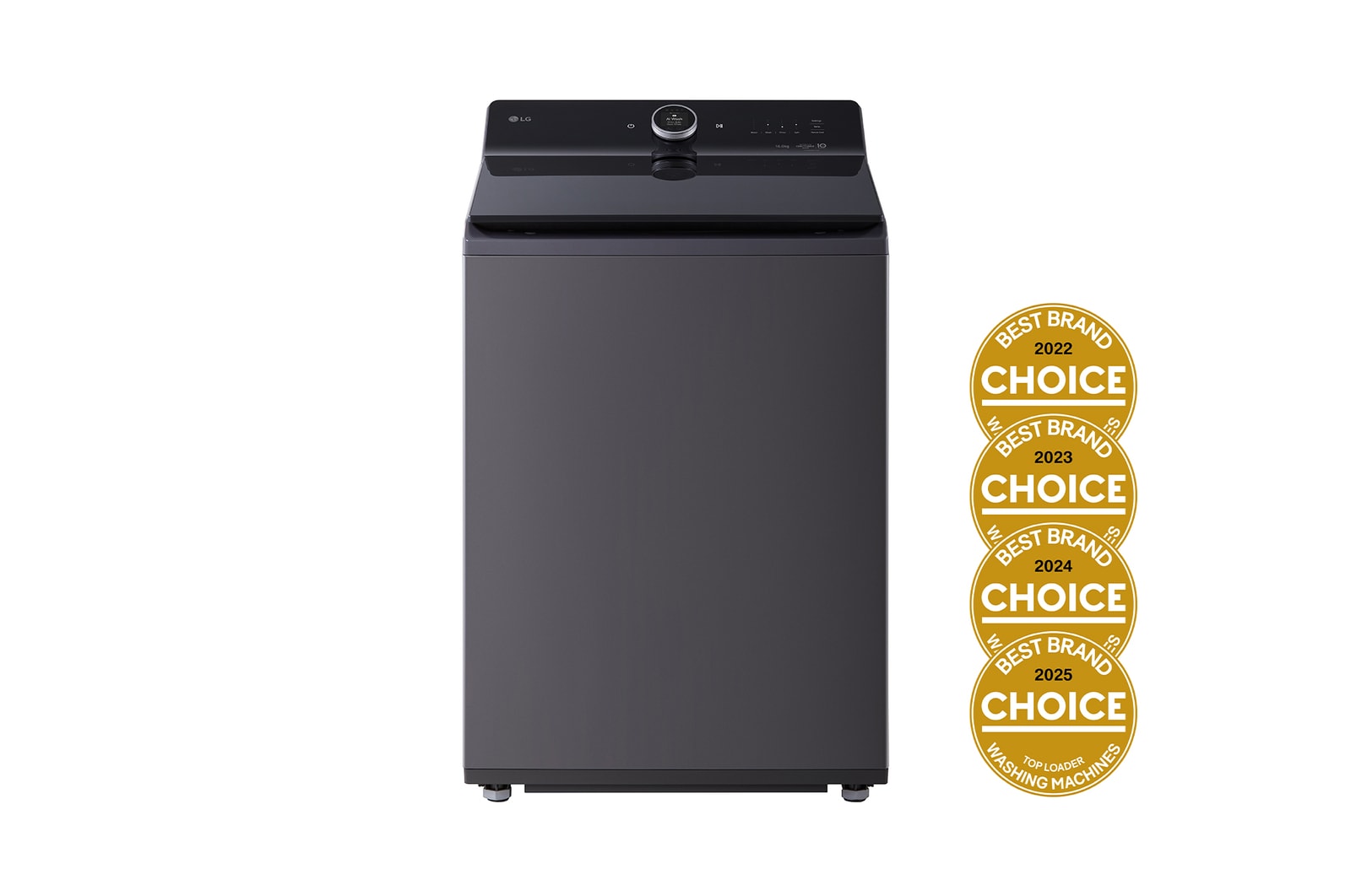 front view of 16kg Top Load Washing Machine Black Steel - AI DD®, 6 Motion™ WTX10-16G