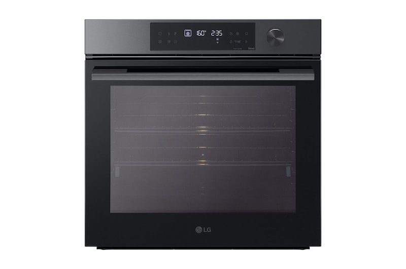 Front view of 76L InstaView Series 7 Pyrolytic Oven - Black BO607G2MB4