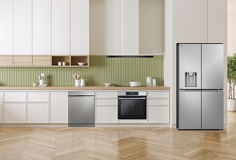 silver fridge in kitchen