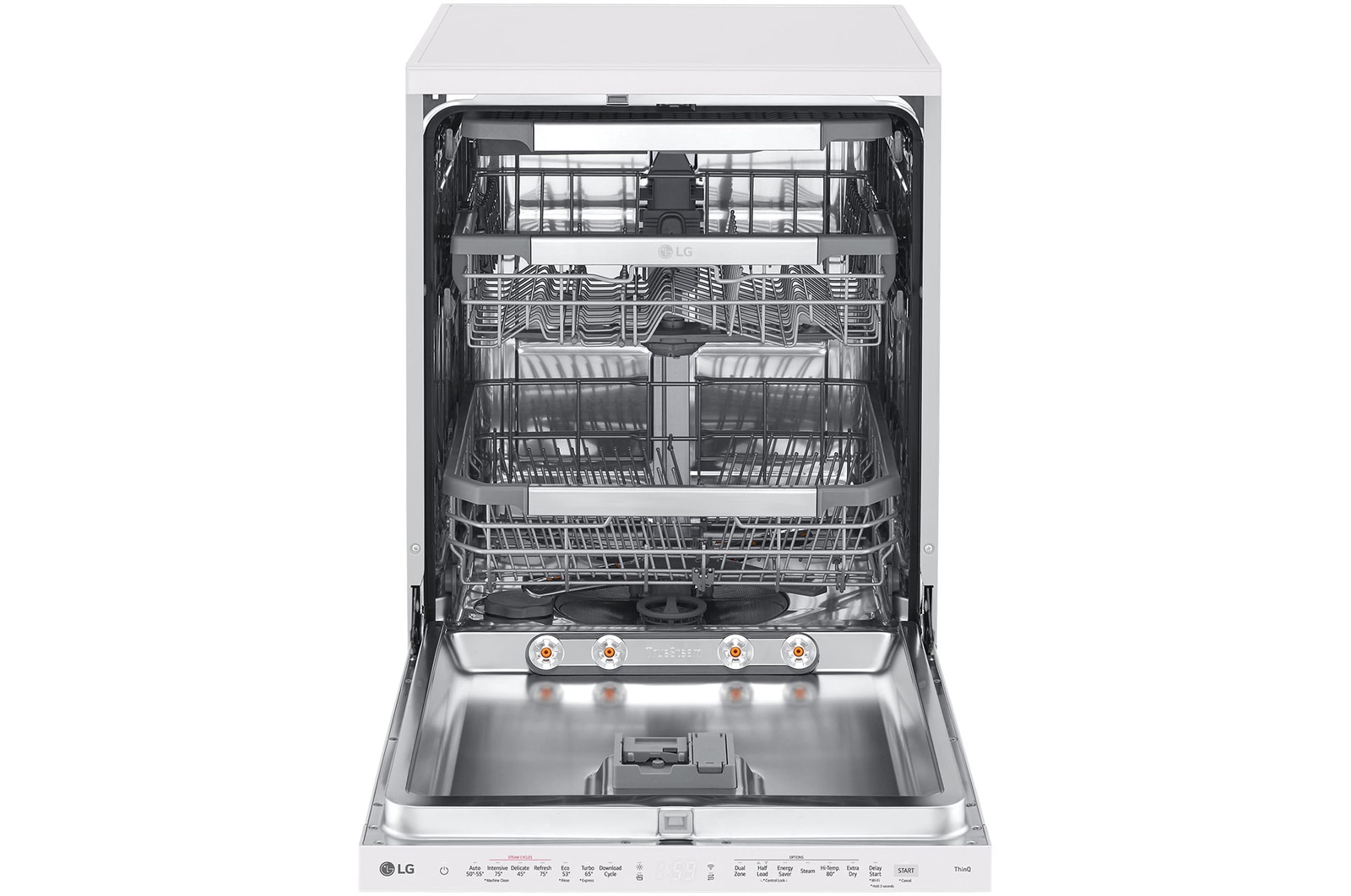 LG 15 Place QuadWash® Dishwasher - Freestanding, XD3A25MW, Door Open Front View