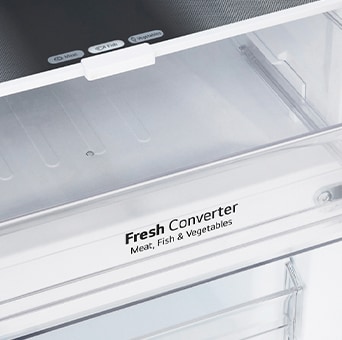 Close up of fresh converter feature in and lg bottom freezer refrigerator.	