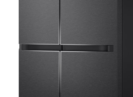 The handle design of the refrigerator magnified with gradient white lines