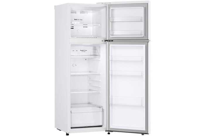Left side all door open LG GT-2WI 266L Top Mount Fridge - White