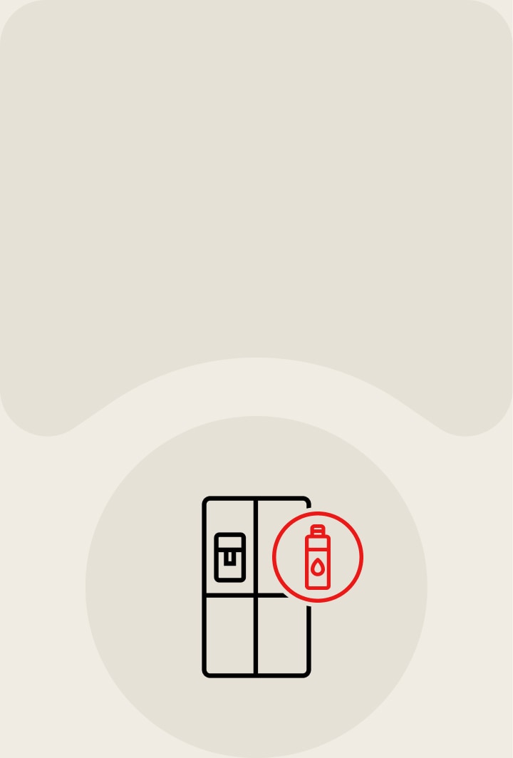 LG fridge banner about replacing water filter for clean water, with Explore Accessories button.