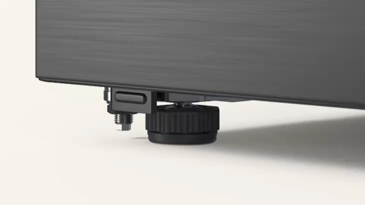 Close-up of LG Fridge Freezer adjustable leveling foot for stable installation. Close-up of LG Fridge Freezer adjustable leveling foot for stable installation.