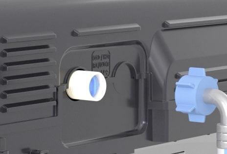 Close-up of LG Washing Machine corner showing the adjustable leg at the base that allows height and level adjustment.