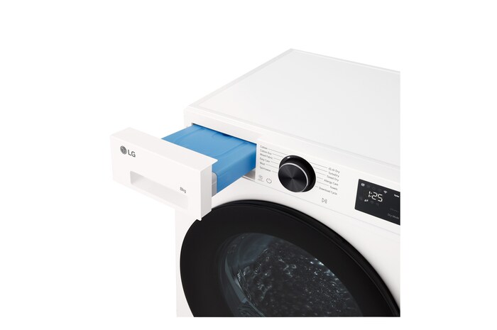 LG DXH3 Heat Pump Dryer detergent drawer pulled open side view
