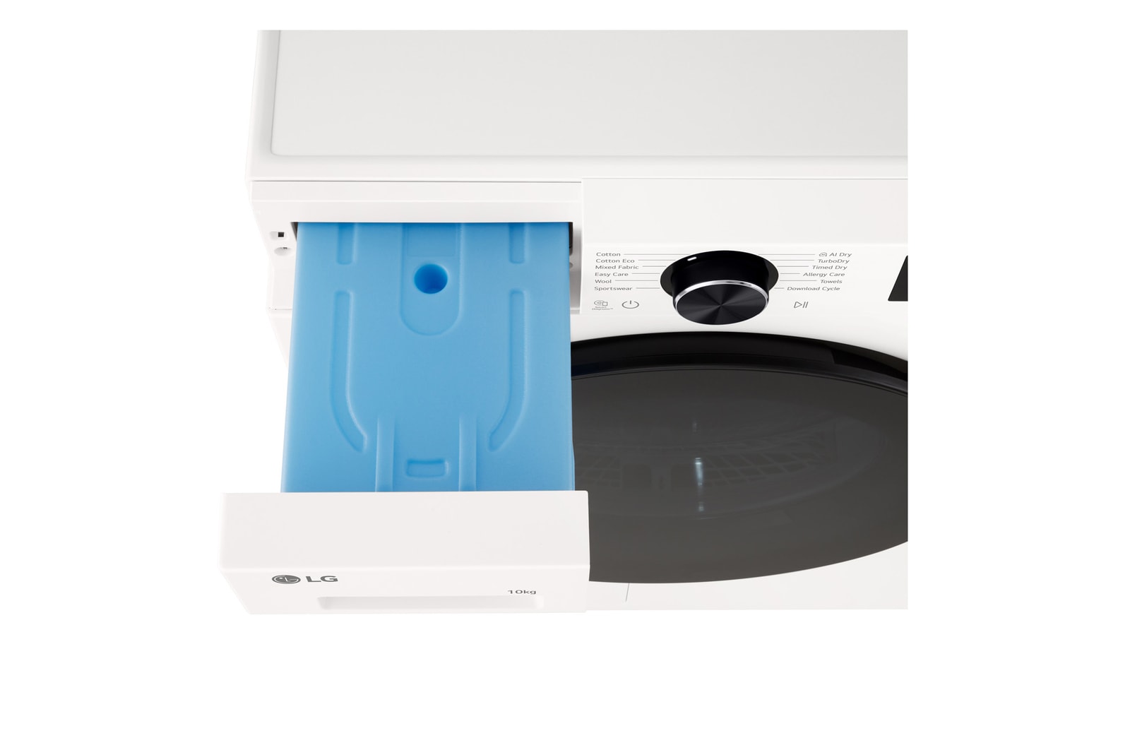 LG DXH3 Heat Pump Dryer detergent drawer pulled open.