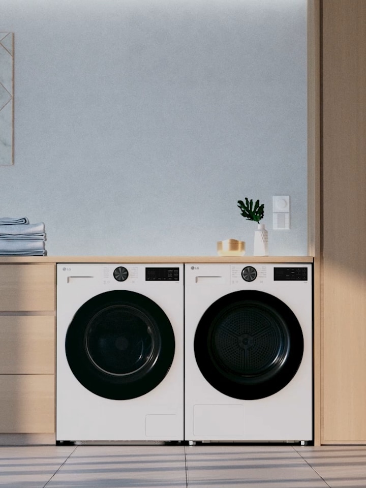 A video showing close-up details of the LG dryer drum interior and display panel
