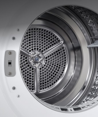 LG dryer's stainless steel drum.