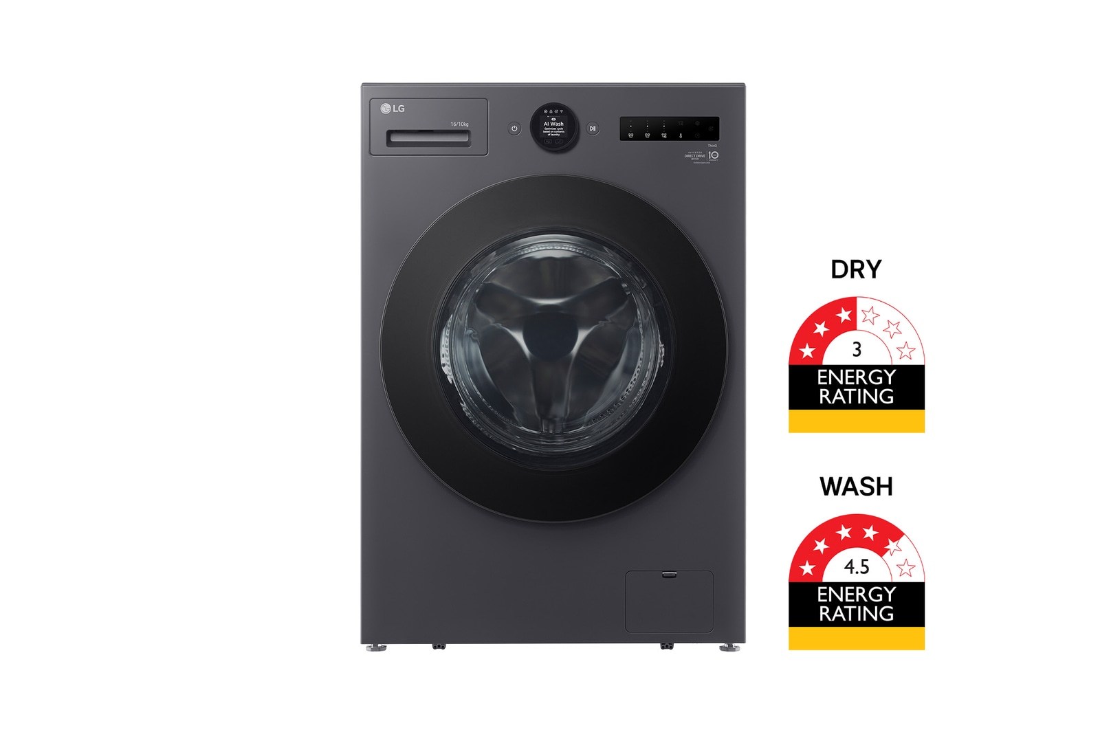 Front view of 16/10kg Series XL Front Load Washer Combo - Graphite Finish, WXLC-1016G