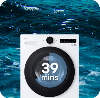 Thirty-nine minutes is written on the washing machine.