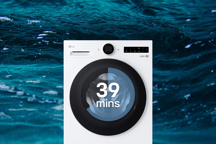 Thirty-nine minutes is written on the washing machine.