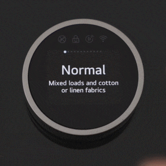 Screen in changing menu with washing machine dial