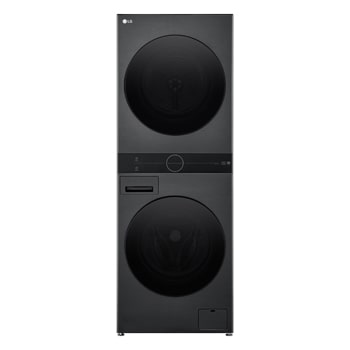 Front view of 12/10kg WashTower™ Stacked Washer Dryer Black WWT-1210BX