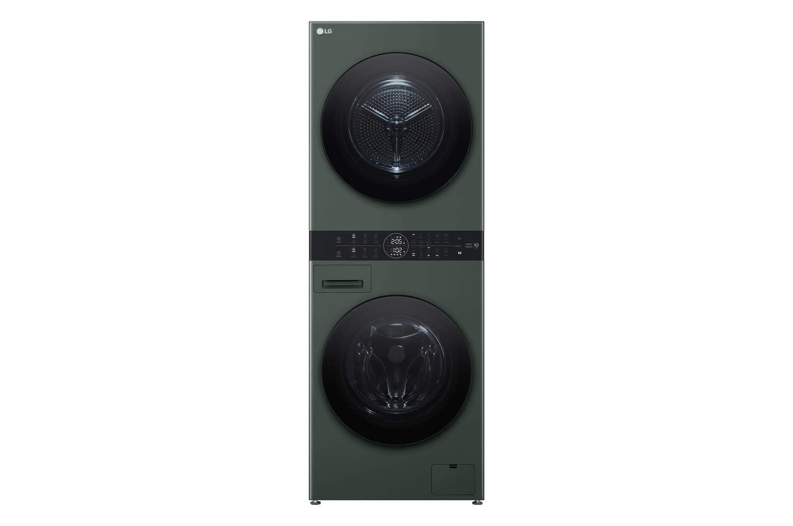 Front view of 12/10kg LG WashTower™ Black Steel - Unit Body, Center Control™, AI DD™ WWT-1210MBK