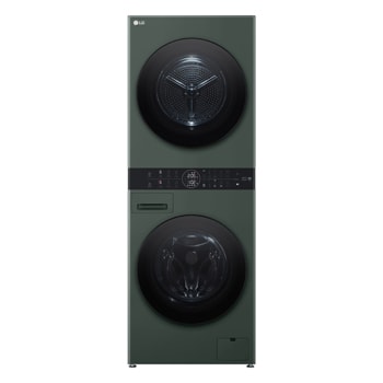 Front view of 12/10kg LG WashTower™ Black Steel - Unit Body, Center Control™, AI DD™ WWT-1210MBK