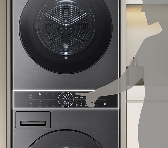 Operation of the control panel located in the centre of the washing machine