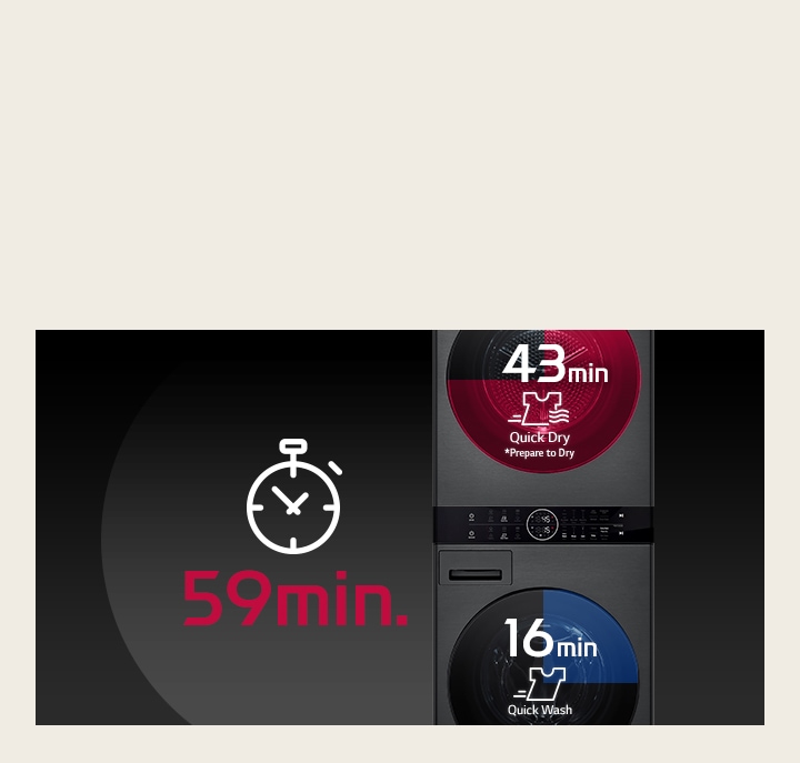 Wash tower washing machine that saves time with the prepare to dry feature