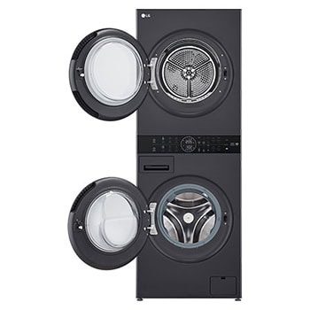 LG 12/10kg WashTower™ Stacked Washer Dryer Black, WWT-1210MBK, Door Open
