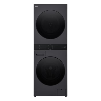 Front view of 12/10kg WashTower™ Stacked Washer Dryer Black WWT-1210MBX