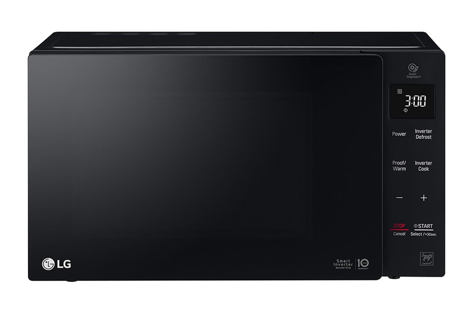 Front view of MS4236DB, a 42L compact microwave with smart inverter microwave oven technology and defrosting feature.