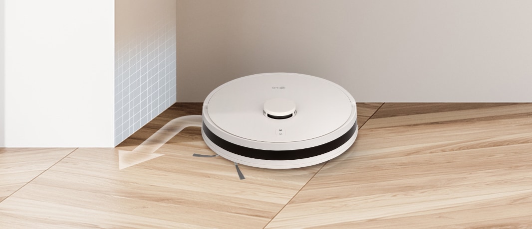 Robot vacuum sensor detects and avoids collision with the wall before impact.	