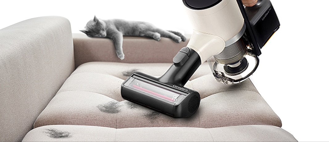 The specially designed Power Mini Nozzle for fabric surfaces is dedicated for to effectively removing pet hair and other particles.	