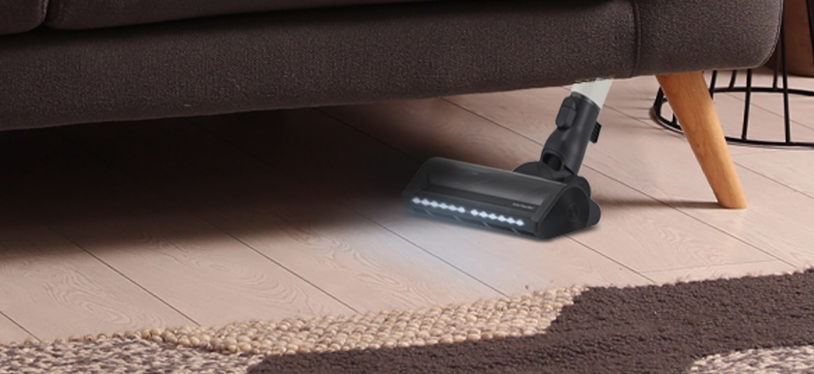 The Wide Slim Nozzle with LED Light is designed to make cleaning easy with its wide width and slim height.	