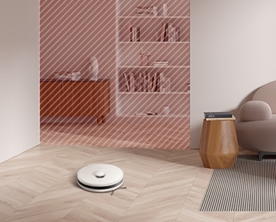 Image of a robot vacuum cleaning the floor.	