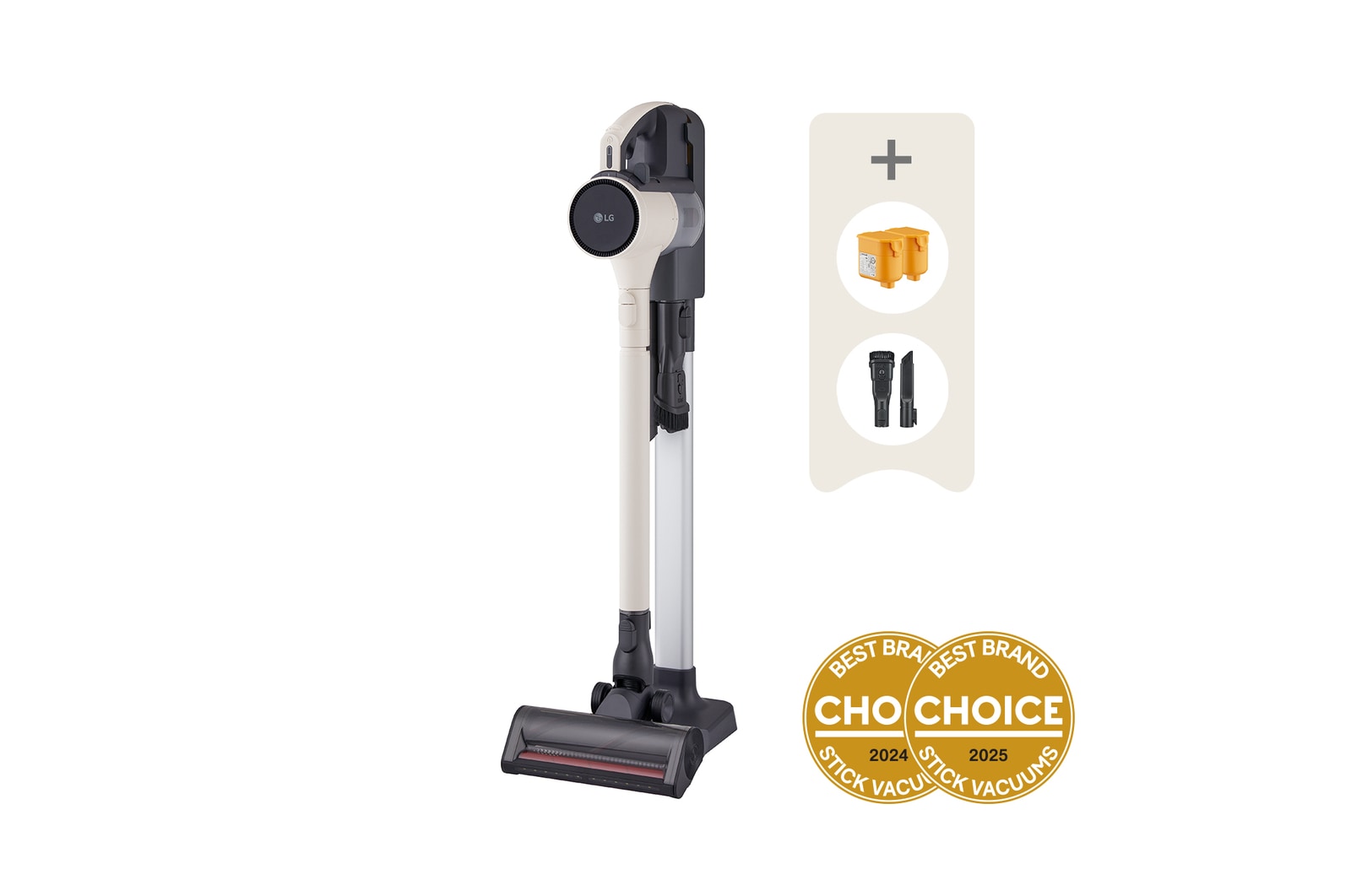 Front view of LG CordZero® Handstick Vac with dual batteries A9L-MULTI