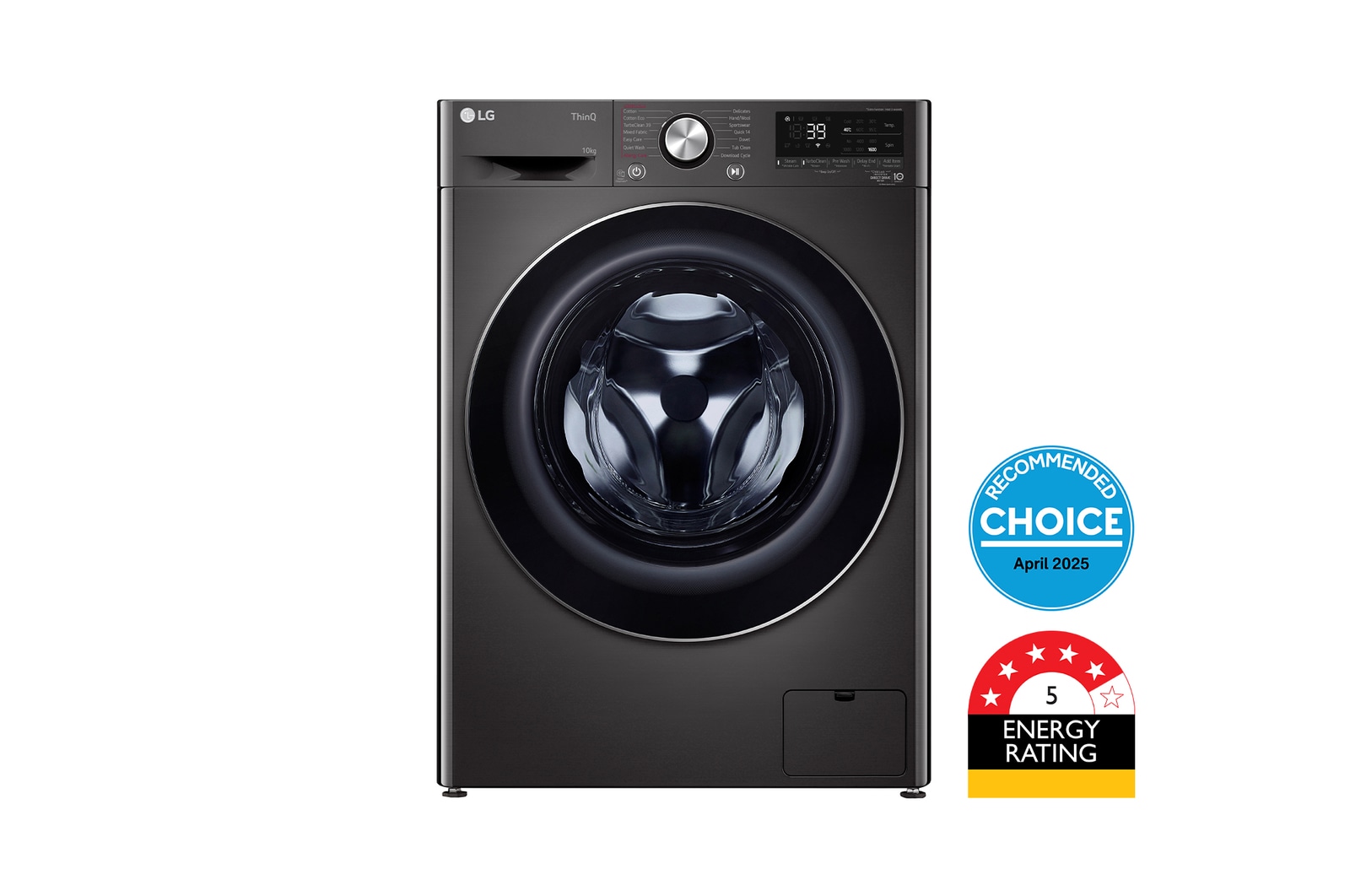 LG 10kg Series 9 Front Load Washer - 5 Star, WV9-1610B