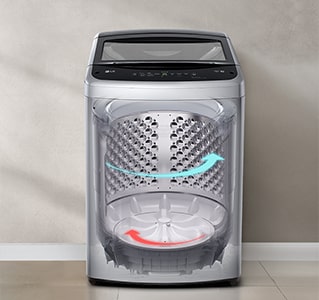 It shows the drum rotating actions inside the washing machine	